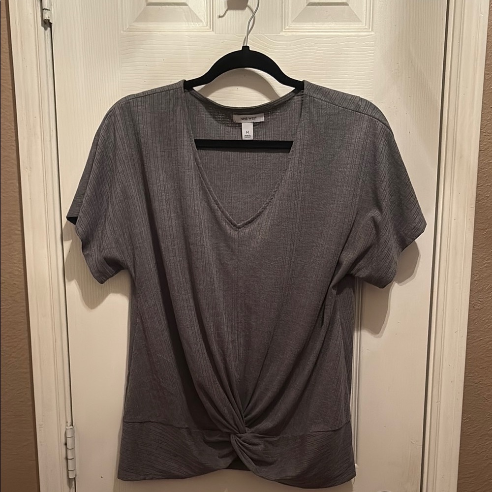 Nine West Charcoal Twist Front Tee
